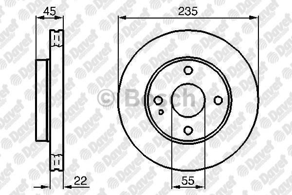 BOSCH 0986478219 Fren Diski On Havali 235mm Mazda Iv 323 1989-> Kia Rio 2000->